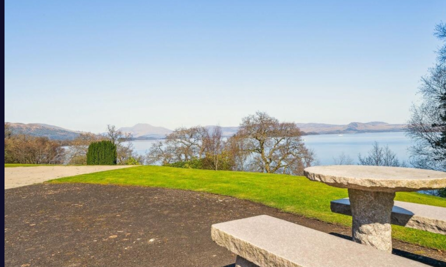 The estate lawn looking north up Loch Lomond